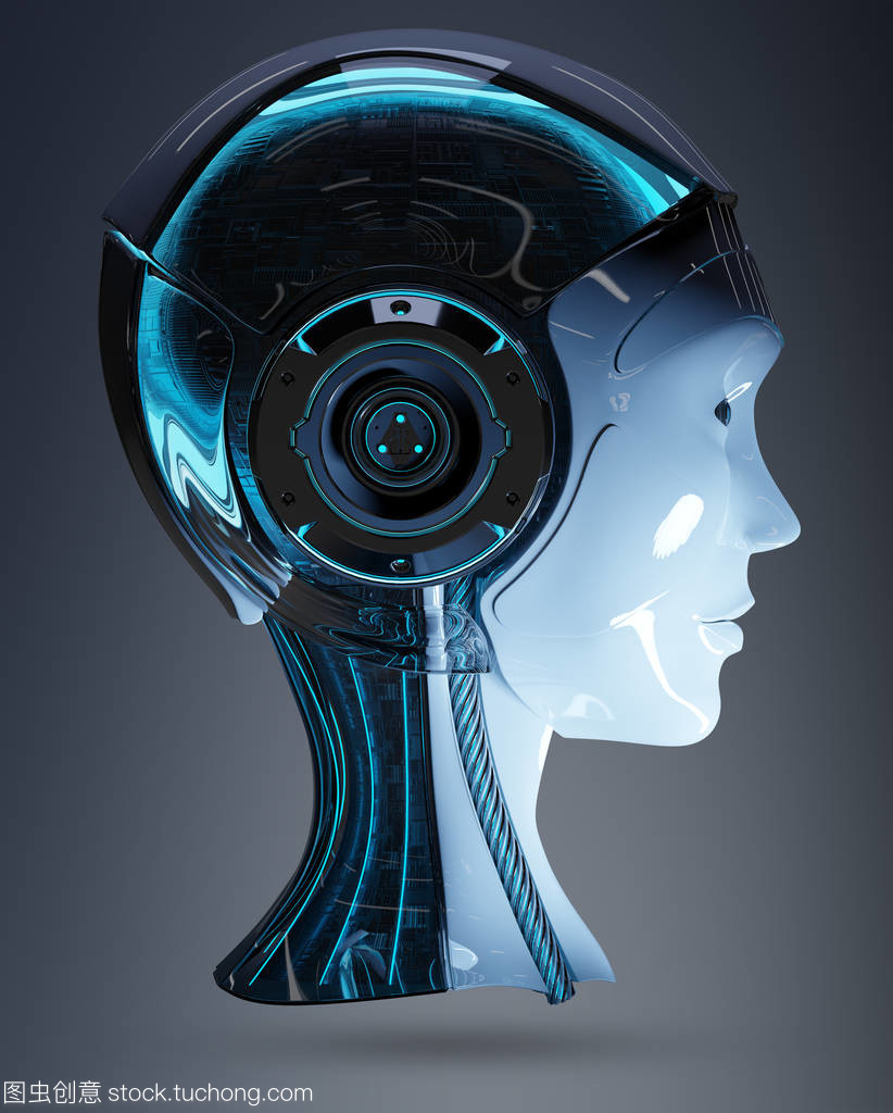 機器人頭人工智能3D渲染 視覺智能的藝術與技術交融